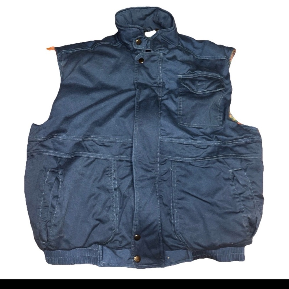 Great Land Vest Flannel Lined Blue Men's Large Insulated Preppy Outdoor Gorpcore